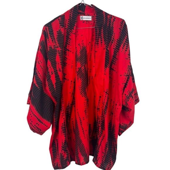 Red Leatherette Kimono One Size Short Sleeve - Picture 1 of 3